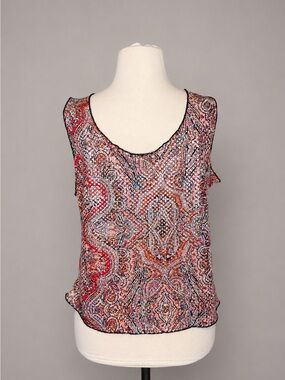 Fashion Bug XL Paisley Sequin Top Y2K Boho Glitter Festival Blouse USA